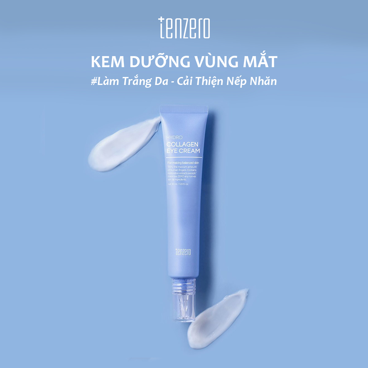 Kem Dưỡng Mắt Chống Lão Hóa, Cải Thiện Nếp Nhăn Tenzero Hydrolyzed Collagen Eye Serum 30ml