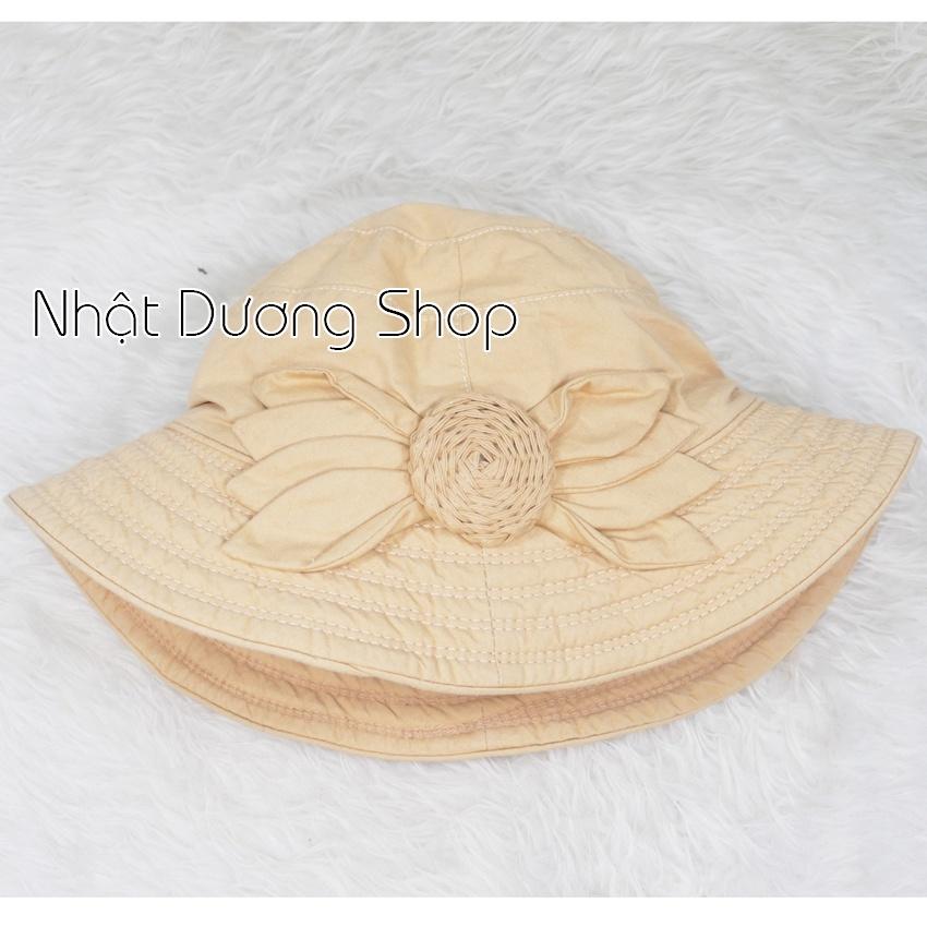 Nón Bo nữ vành rộng 7cm, hoa 8 cánh, nhị to - chất liệu vải cotton đẹp thích hợp cho chị em phụ nữ.
