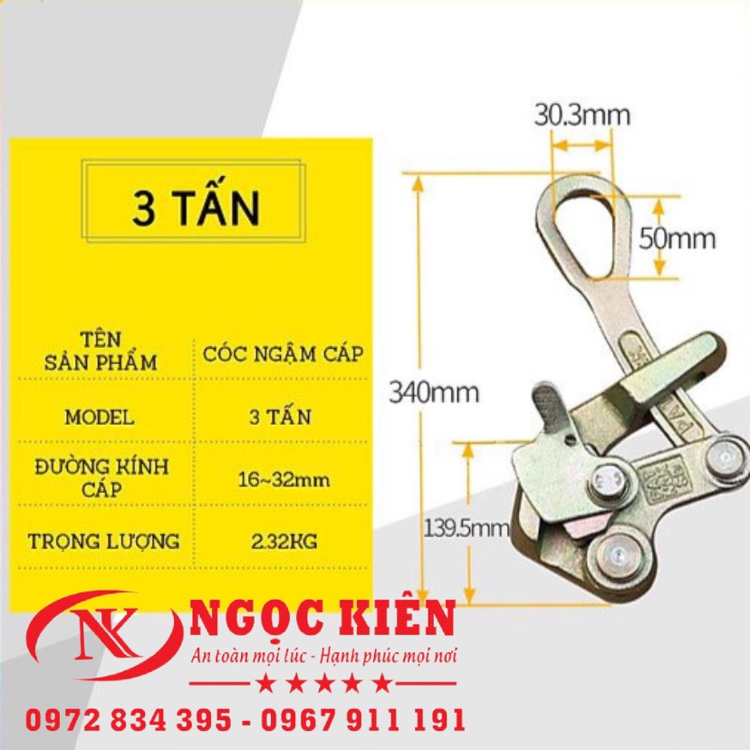 Cóc ngậm cáp 3 tấn - đớp cáp