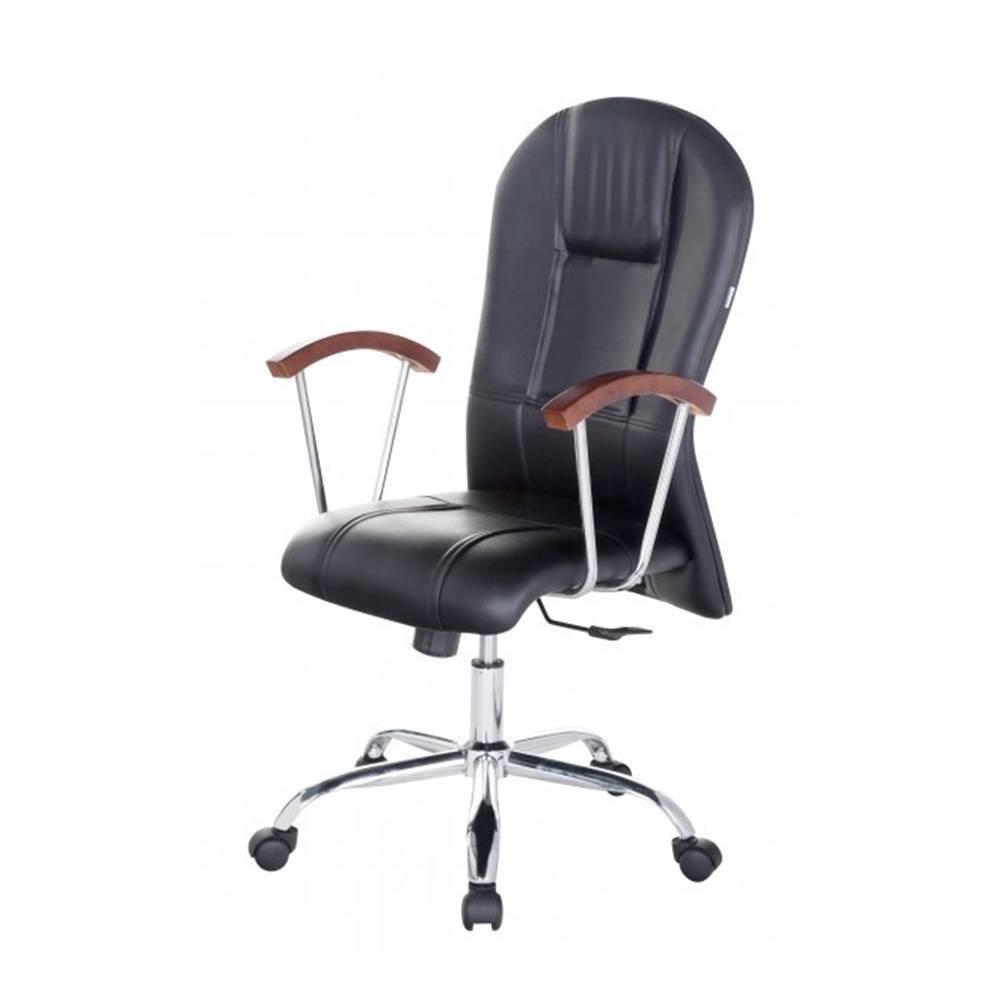 Ghế Trưởng Phòng Tay Ốp Gỗ Chân Thép Mạ Cao Cấp IBIE IB320B - Đen