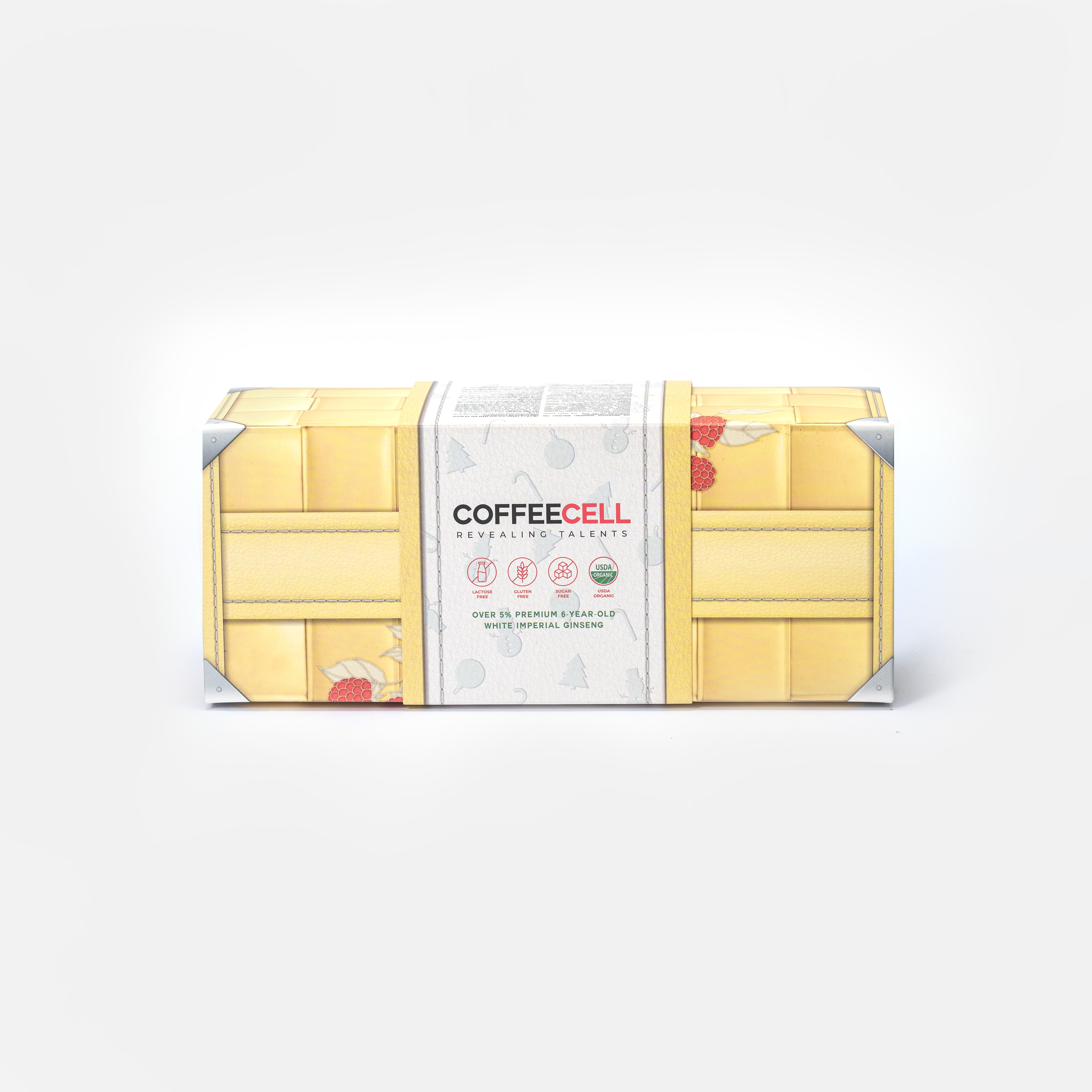 Socola Trắng Premium Với Quả Mâm Xôi Và Nhân Sâm Trắng Thượng Hạng COFFEECELL - Vị ngọt quyến rũ không chứa calo - Hàng Chính Hãng
