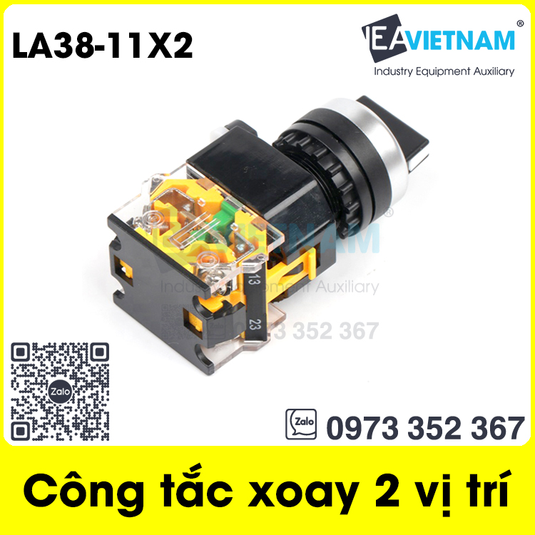 Công tắc xoay 2 vị trí phi 22mm LA38-11X2 / Công tắc nút xoay 2 tiếp điểm 22 mm