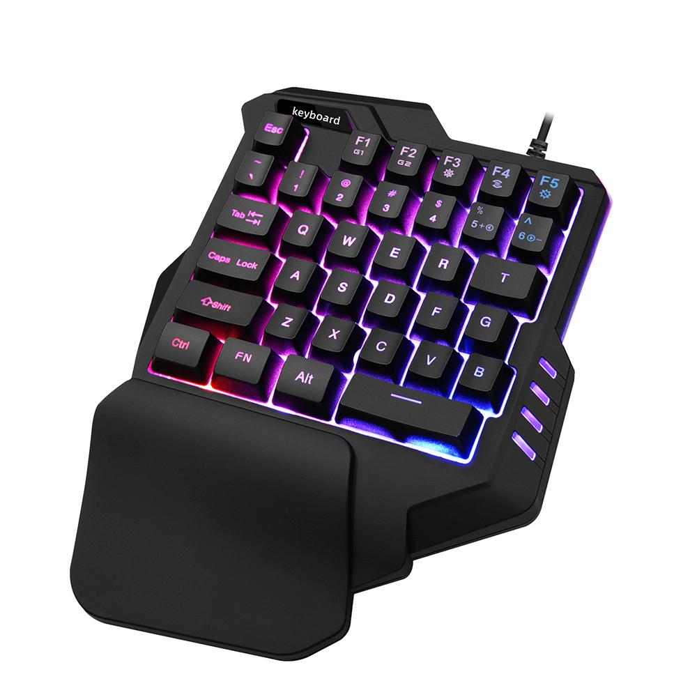 One Handed Keyboard with Wrist Rest Support Wired 35-key Keyboard RGB Backlit Keyboard 15-key Rollover/Macro Recording