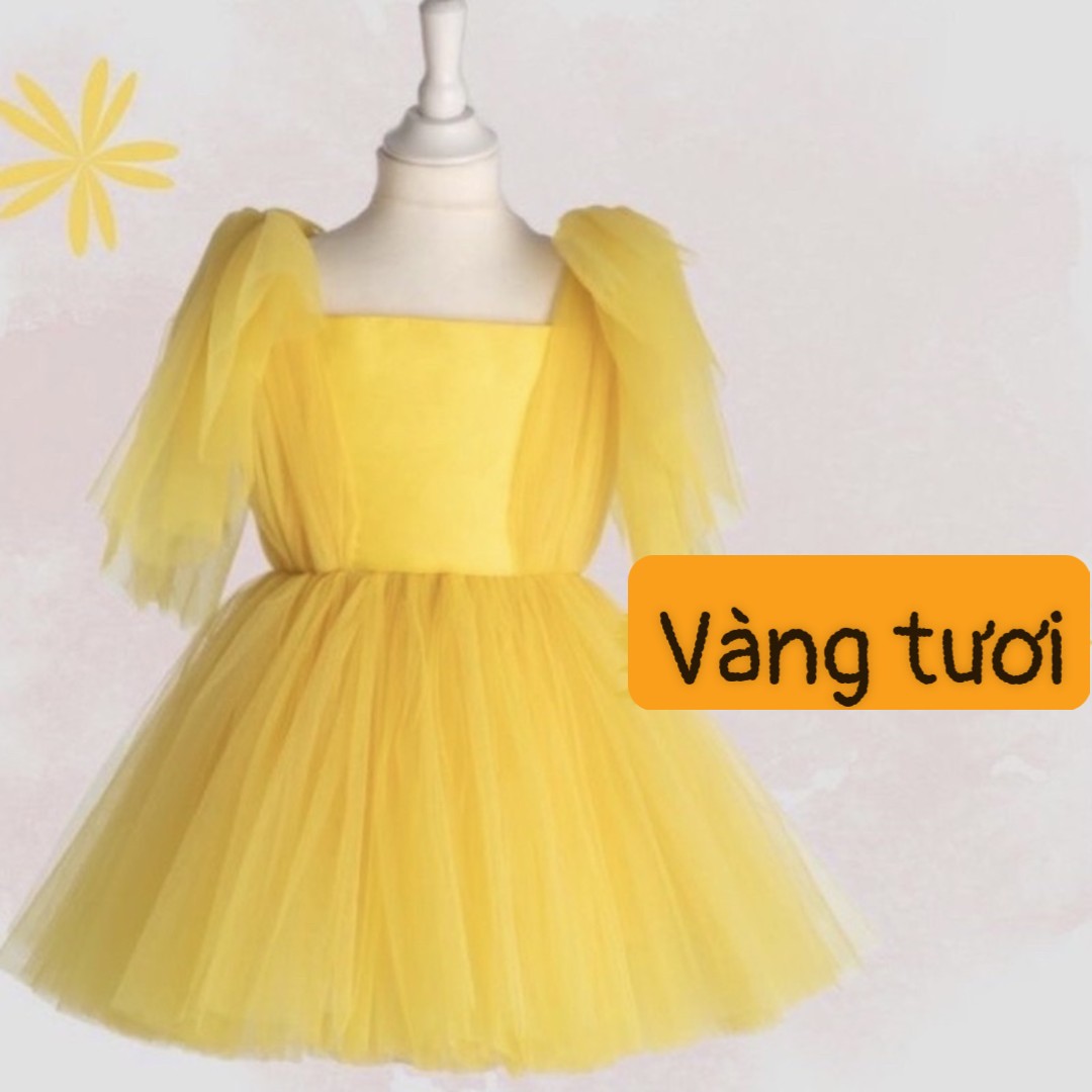 Vải voan lưới màu vàng tươi loại đẹp (1mx khổ 1,7m)