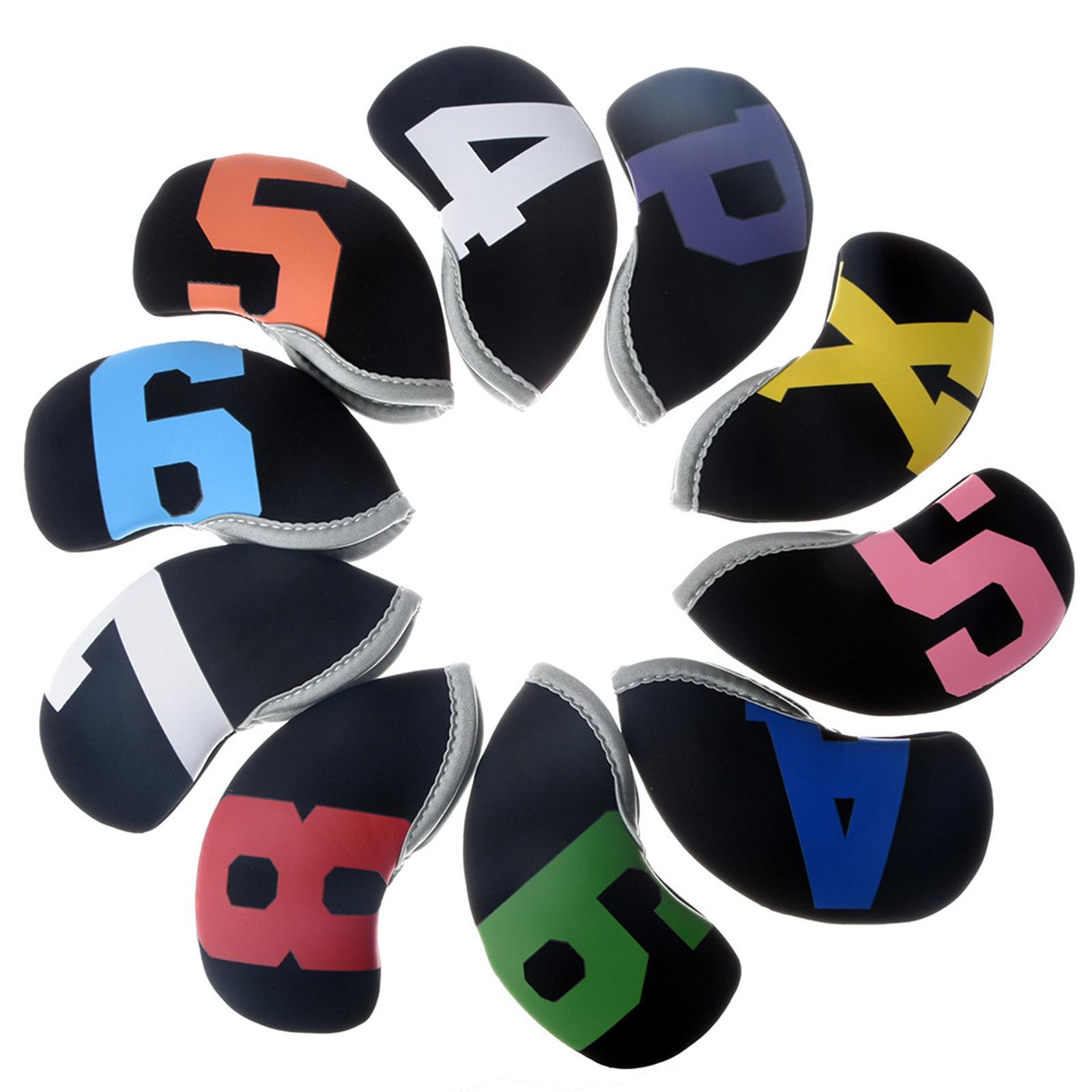 10x Neoprene Golf Iron Headcovers Anti Scratch Wedges Covers with Number Tag