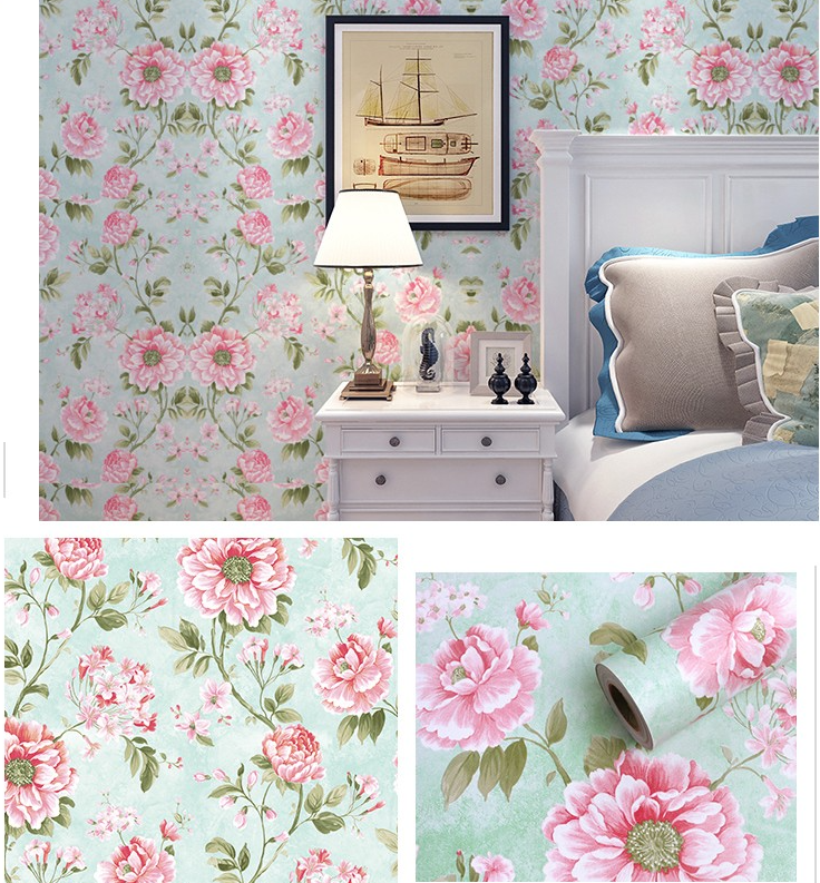 Combo 10 mét giấy dán tường, decal dán tường trang trí nhà cửa HOA CÚC CỔ ĐIỂN khổ 45cm