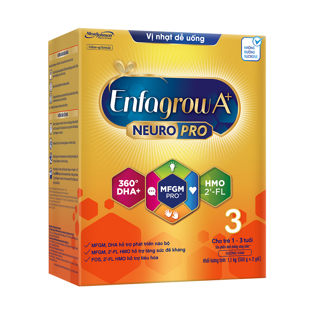 Sữa bột Enfagrow A+ NeuroPro 3 với 2’-FL HMO cho trẻ từ 1 – 3 tuổi– 1.1kg