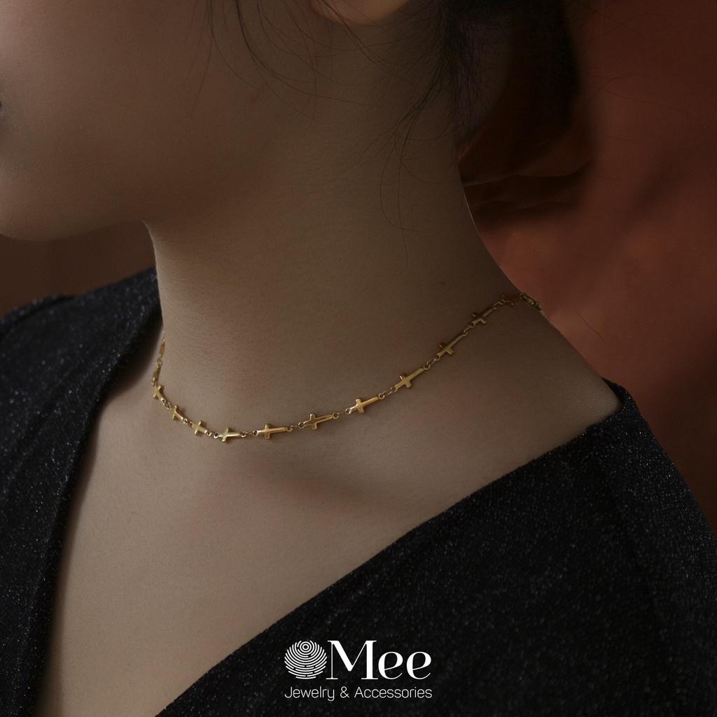Vòng cổ choker chữ thập Mee dây chuyền titan cá tính - N2582