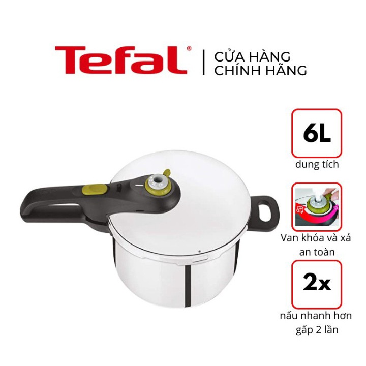 Nồi áp suất cơ inox Tefal Secure 5 Neo 6L - P2530737, dùng cho mọi loại bếp - Hàng chính hãng