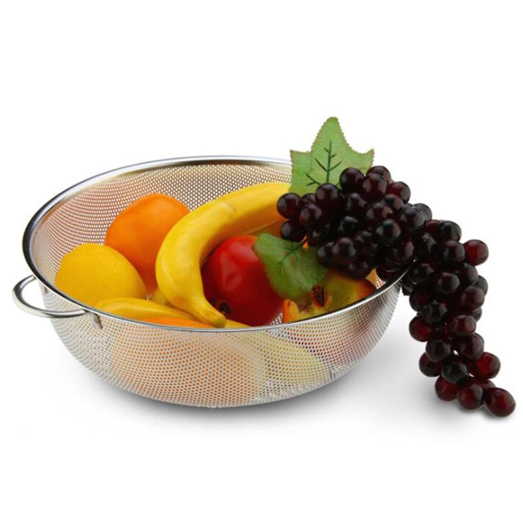 3x Stainless Steel Colander Noodles Draining Basket w/ Handles Storage