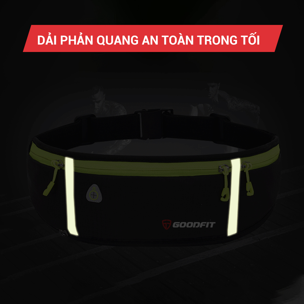 Túi đeo bụng chạy bộ chống nước, đai đeo điện thoại chạy bộ, túi đeo hông chạy bộ phản quang GoodFit GF106RB