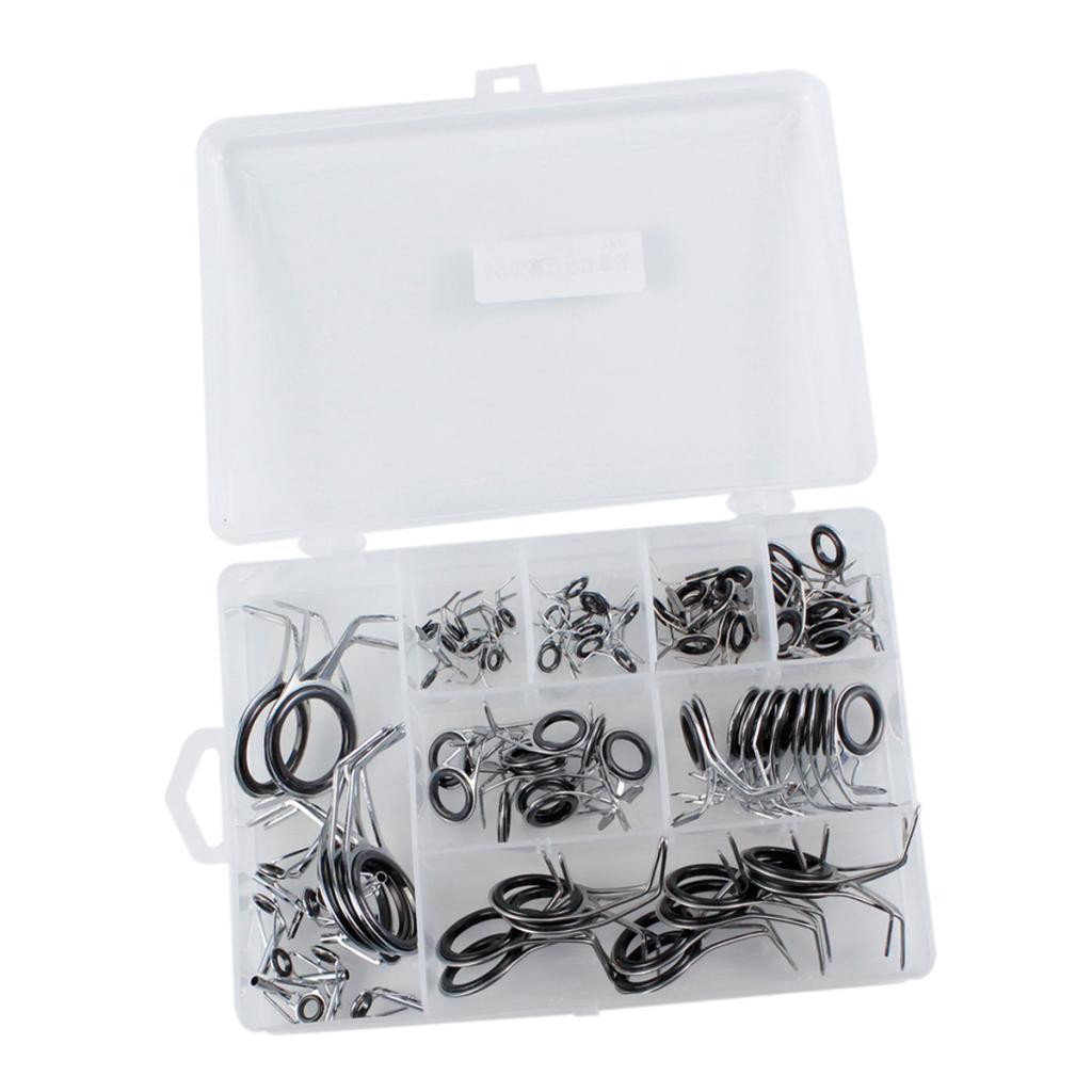 Lots 85 8-Size Fishing Rod Guides Tip Top Ring Fishing Line Guides Eyes Sets