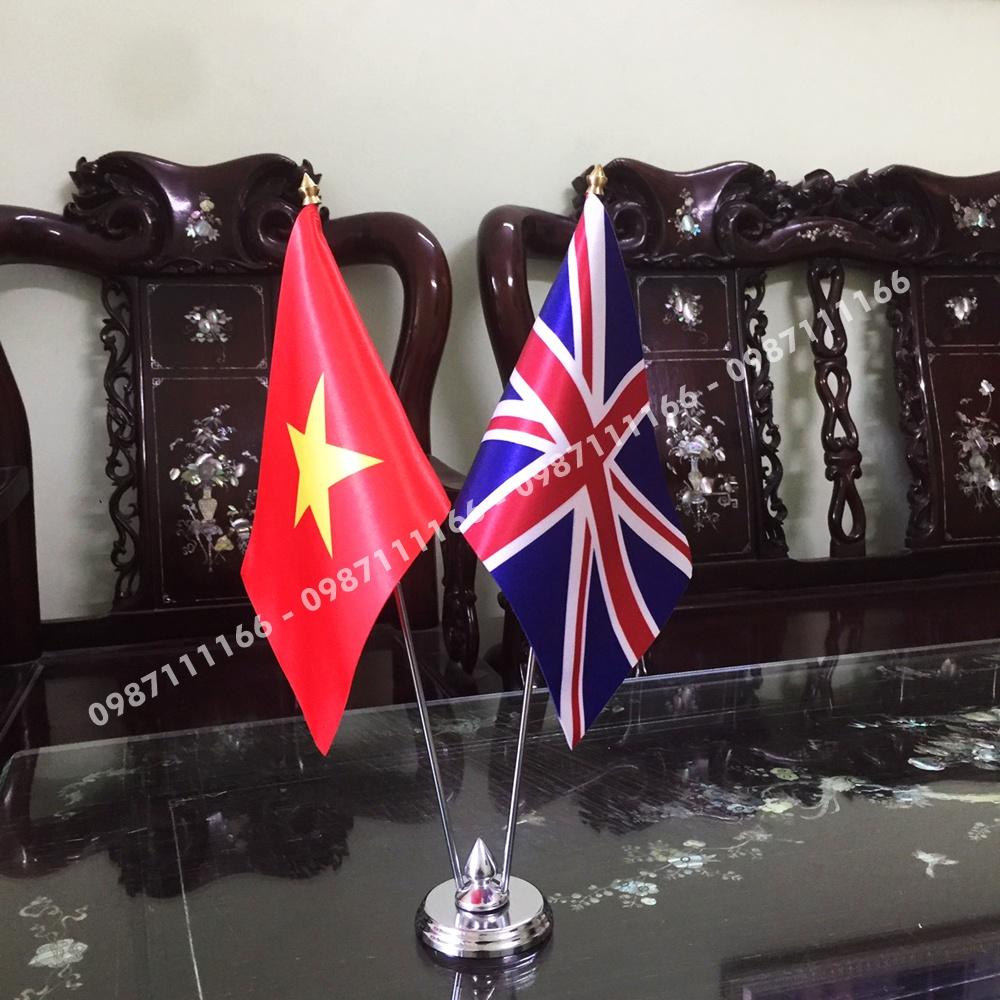 Cờ Để Bàn Đế Thép Loại cắm 2 cờ Việt Nam - Anh