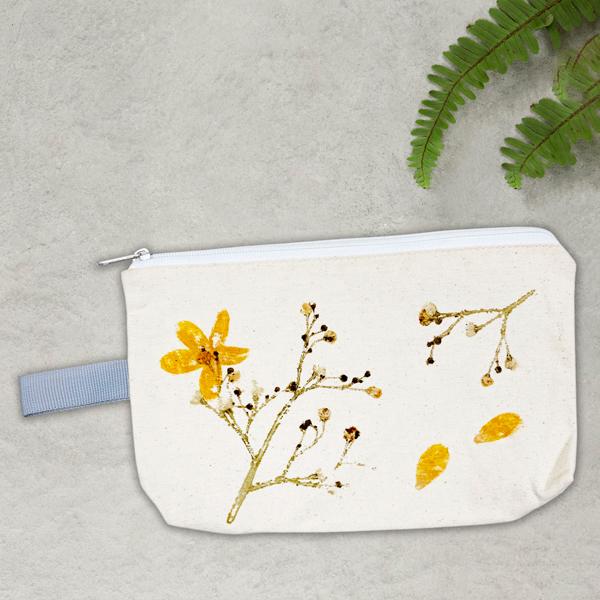 Túi Bút Vải Canvas In Hoa Lá Tươi - Saigon Zerowaste - Mẫu 5