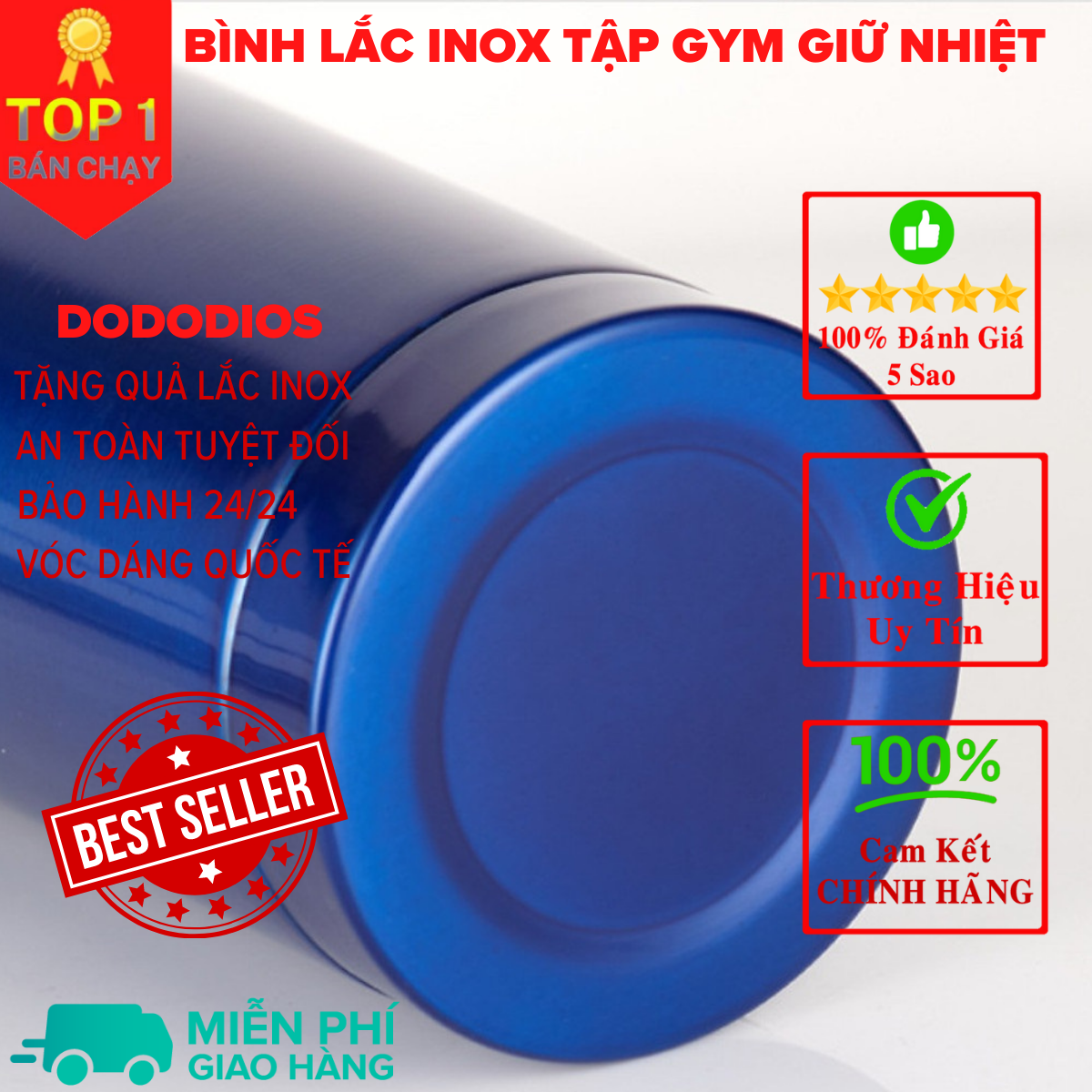 [Loại Cao Cấp - Giữ Nhiệt - Inox 304] bình lắc gym, bình lắc shaker, bình nước thể thao inox giữ nhiệt + kèm quả lắc Lò Xo - Hàng chính hãng DoDoDios