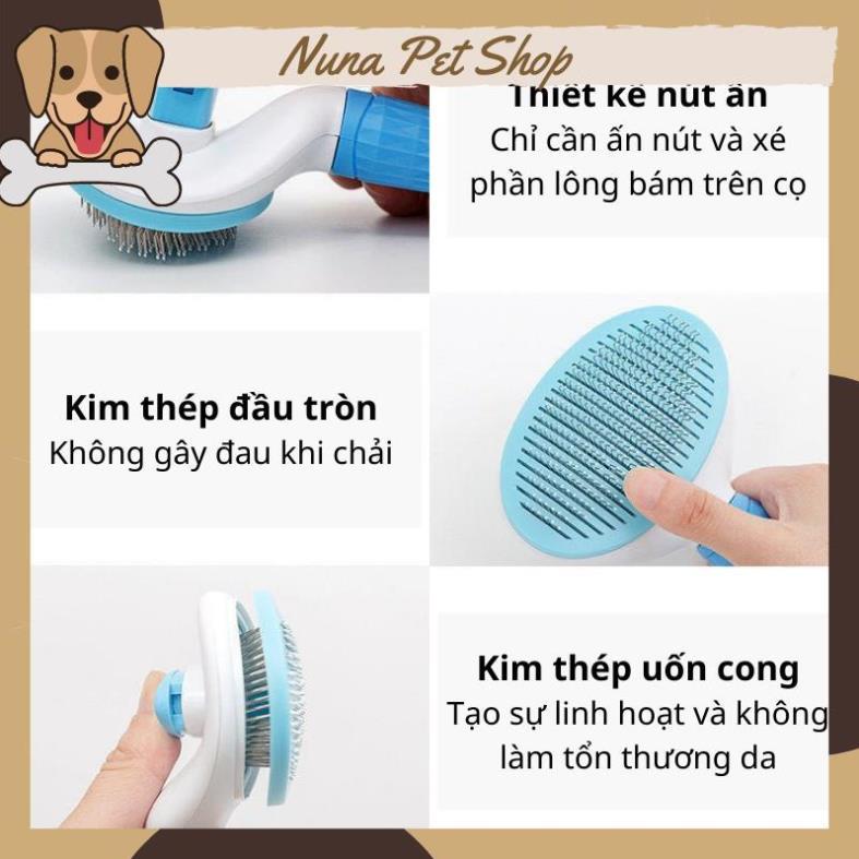 Lược chải lông có nút bấm nhả lông cho thú cưng (Lược chải lông, gỡ rối lông cho chó mèo)