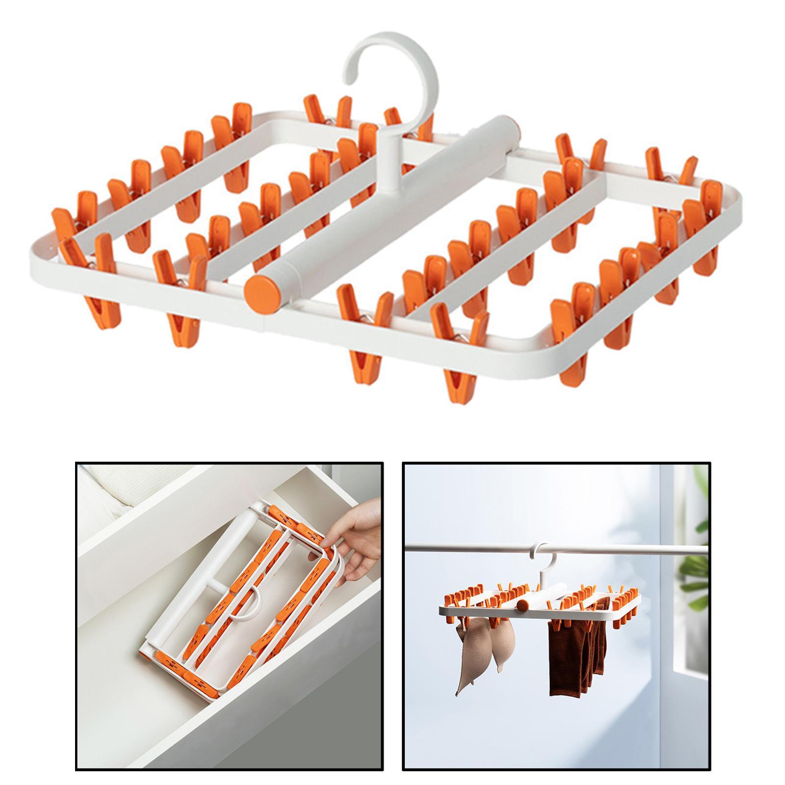 Foldable Socks Cloth Hanger Windproof Clothespin 24 Clips Household