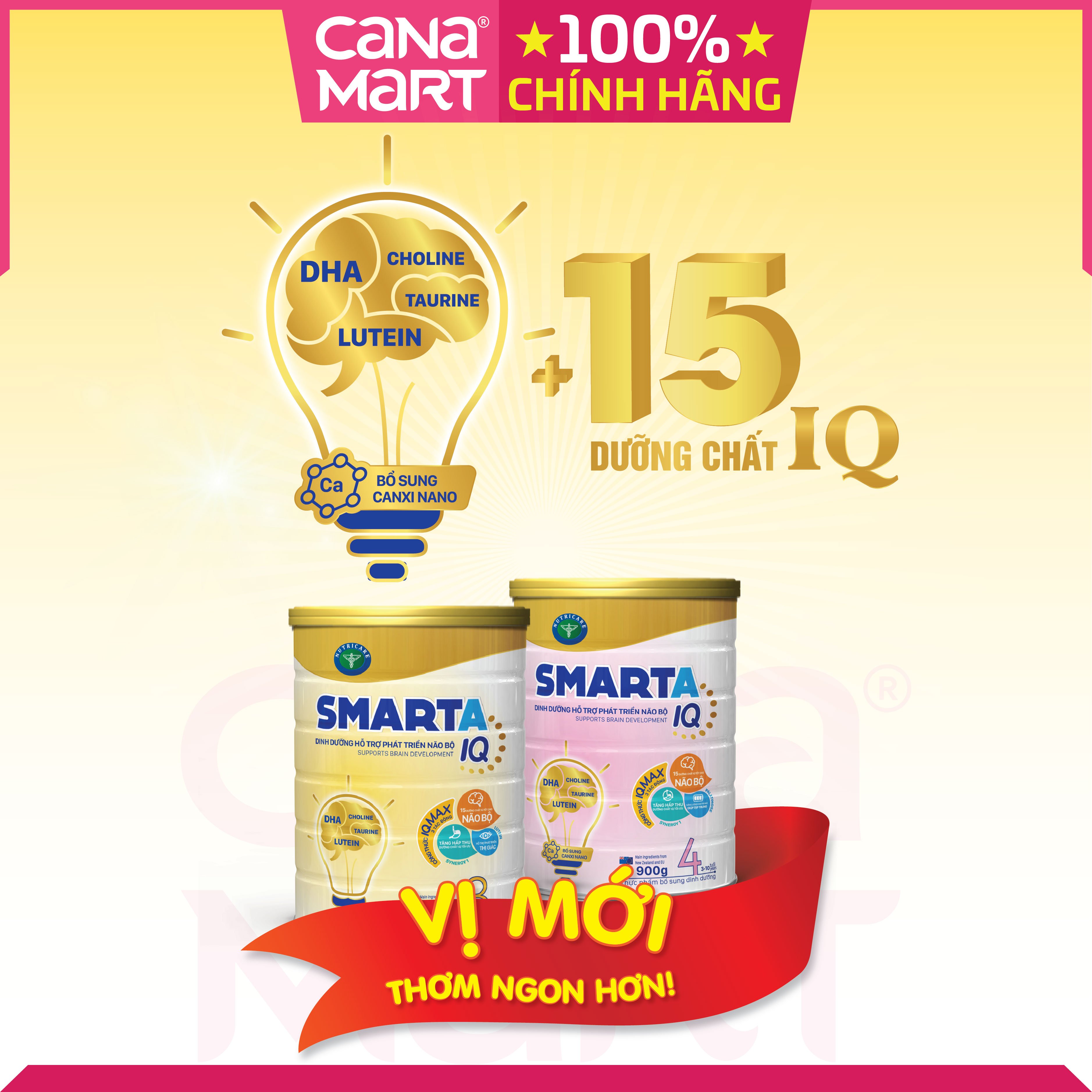 Sữa bột tốt cho bé Nutricare Smarta IQ 1 phát triển trí não cho bé, tăng cường sức đề kháng, giảm táo bón 0-6 tháng (400g)