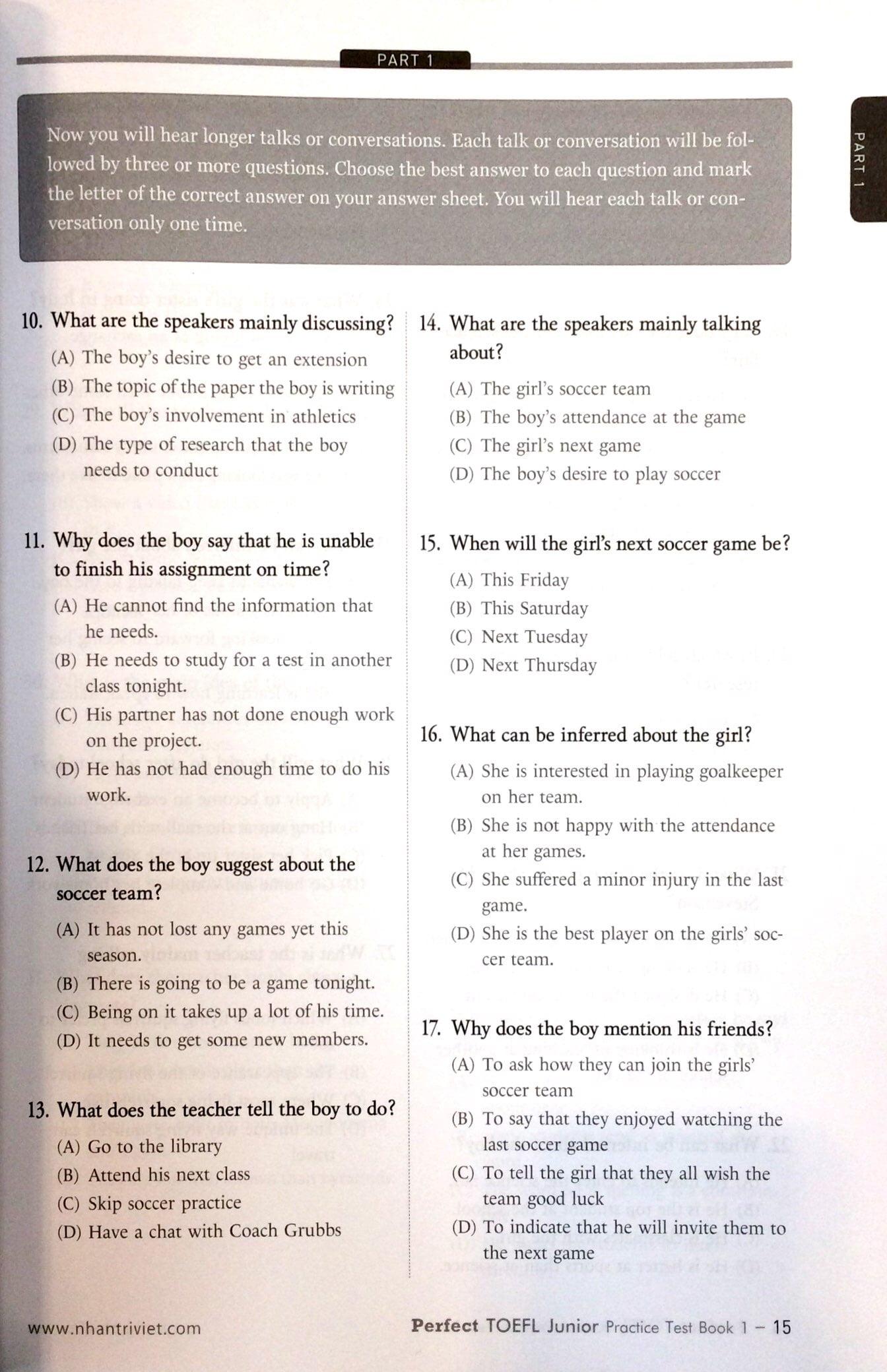 Sách Perfect Toefl Junior Book 1 (Kèm CD)
