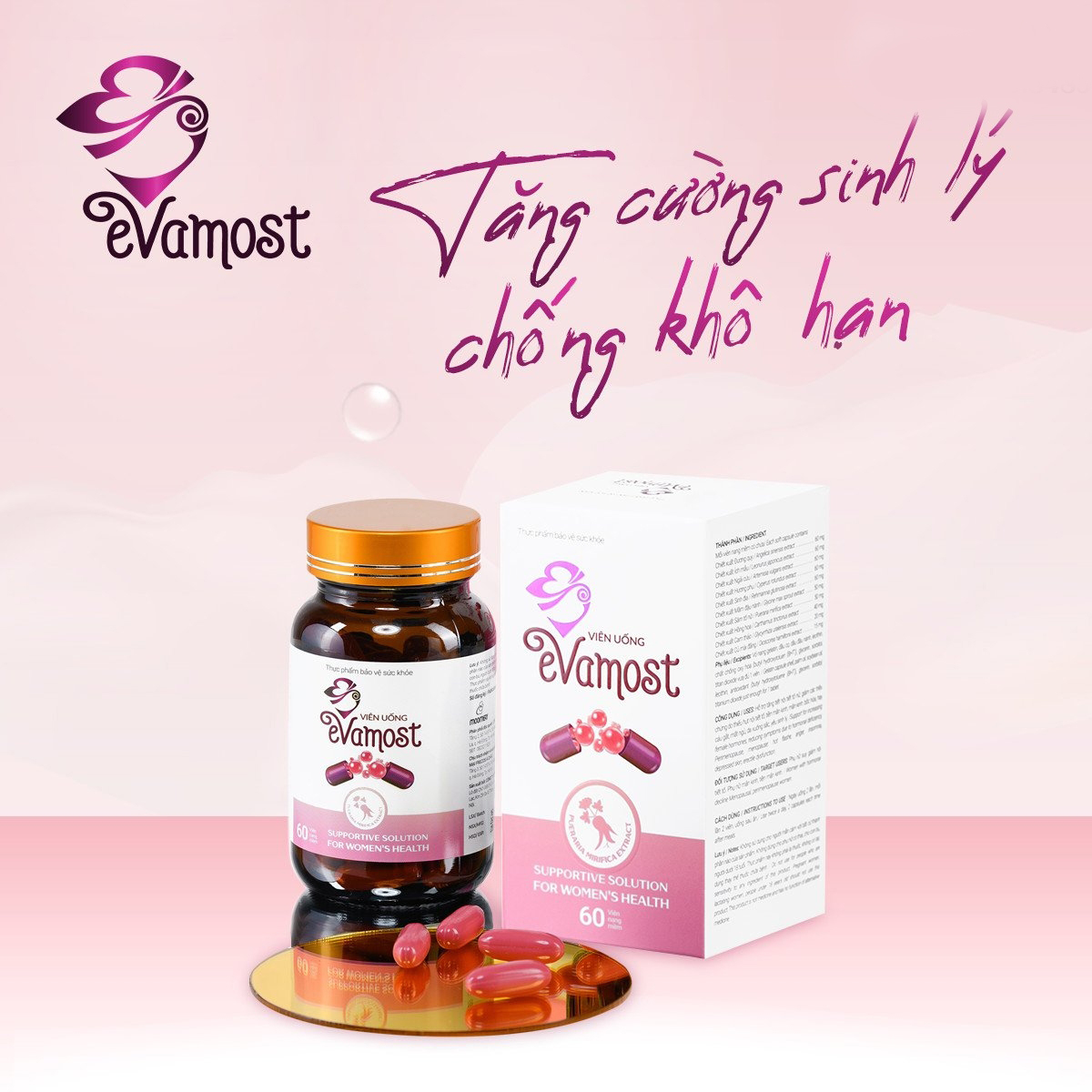 Viên Uống Evamost - Tăng Nội Tiết Tố, Hay Cáu Gắt, Mât Ngủ, Da Xuống Sắc, Yếu Sinh Lý - Chính Hãng