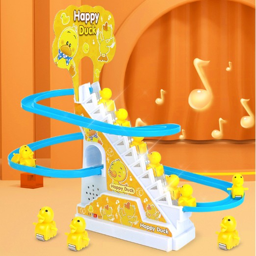 Đồ chơi vịt leo cầu thang cầu trượt kèm 3 6 9 vịt lẻ có đèn nhạc đồ chơi cho bé giải trí, quà tặng sinh nhật cho bé