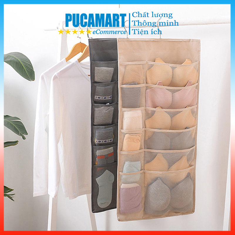 Túi Treo Đồ Lót, Vớ 30 Ngăn 2 Mặt, Túi Đựng Đồ Lót Nhiều Ngăn, Chất Liệu Vải Dày Bền Tiện Lợi - PucaMart