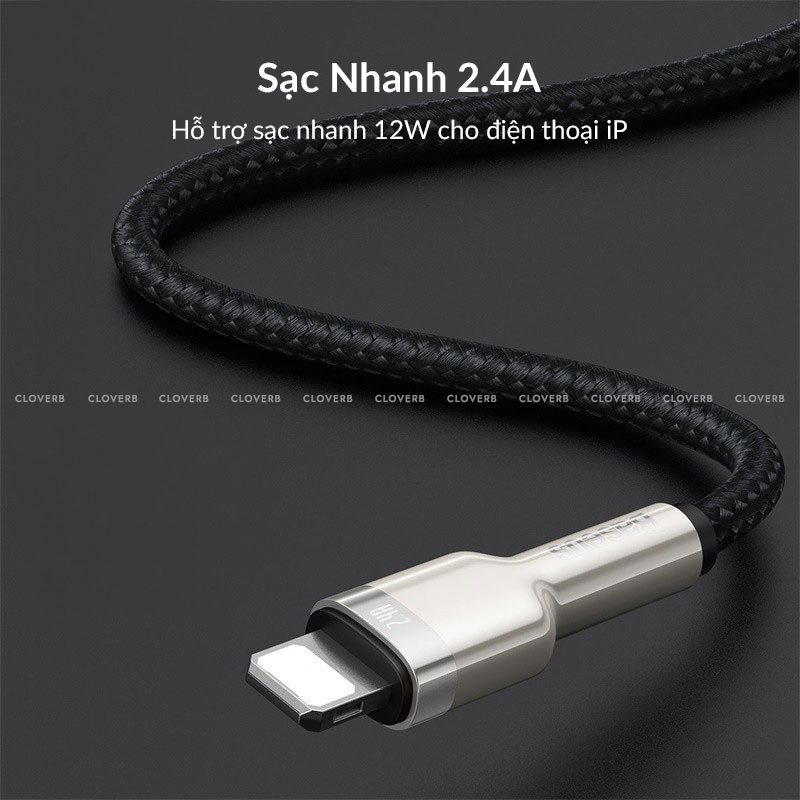 Dây Sạc Nhanh Baseus Cafule Metal Series Data Cable USB to IP 2.4A cho iPhone | Hàng Chính Hãng