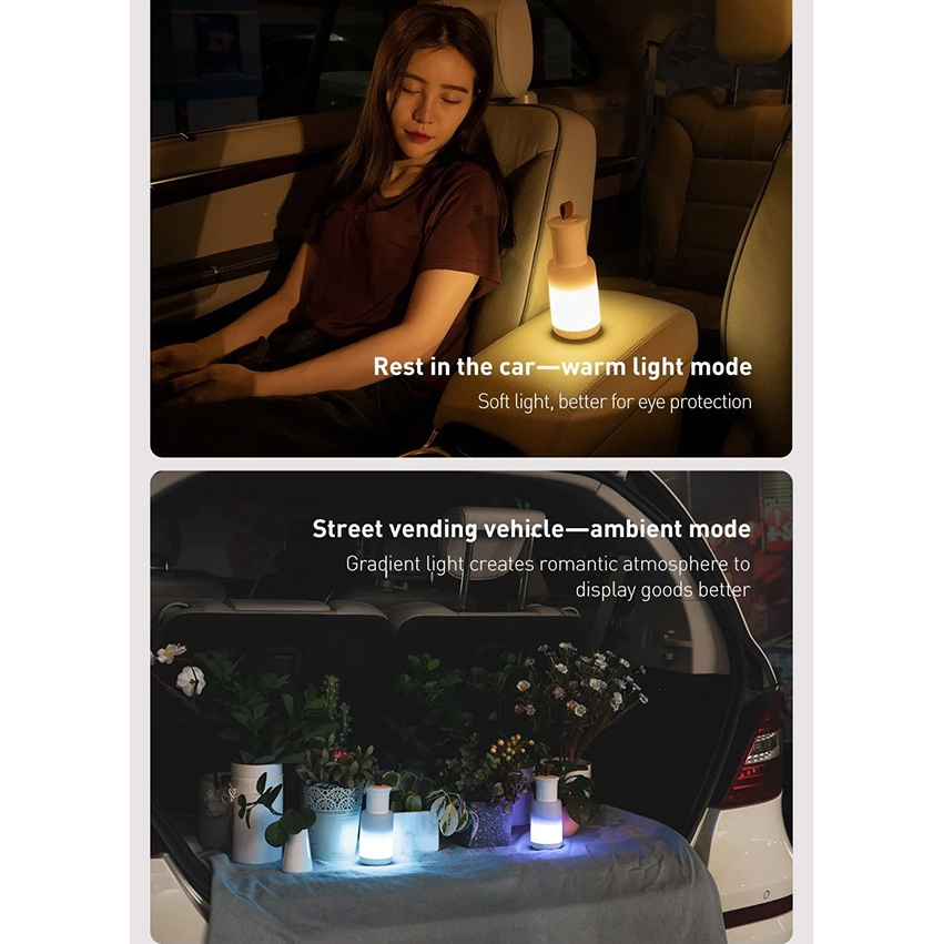 Đèn Mini Pin Sạc Tiện Dụng Baseus Starlit Night Car Emergency Light (500mAh Rechargeable, 4 Light Mode, Magnetic Holder)