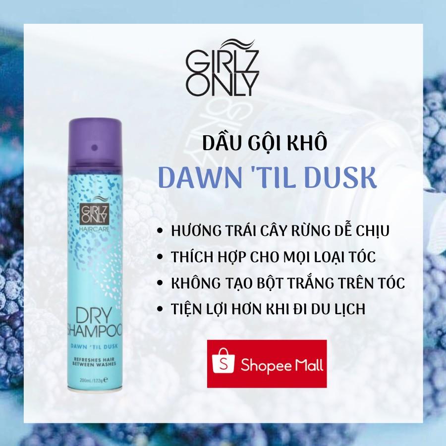 Dầu Gội Khô Giúp Tóc Sạch Dầu Và Bồng Bềnh Girlz Only Dry Shampoo 200ml - Dawn 'Til Dusk (Xanh)