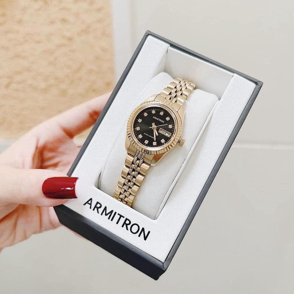 Đồng Hồ Nữ Armitron 75/2475BKGP mặt đen, viền rose gold