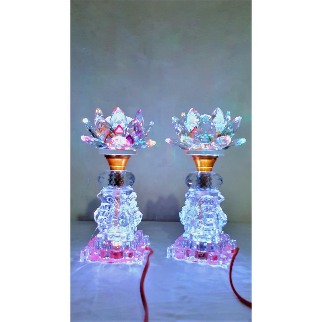Đèn Pha Lê Hoa Sen Nhiều Màu cao 27cm