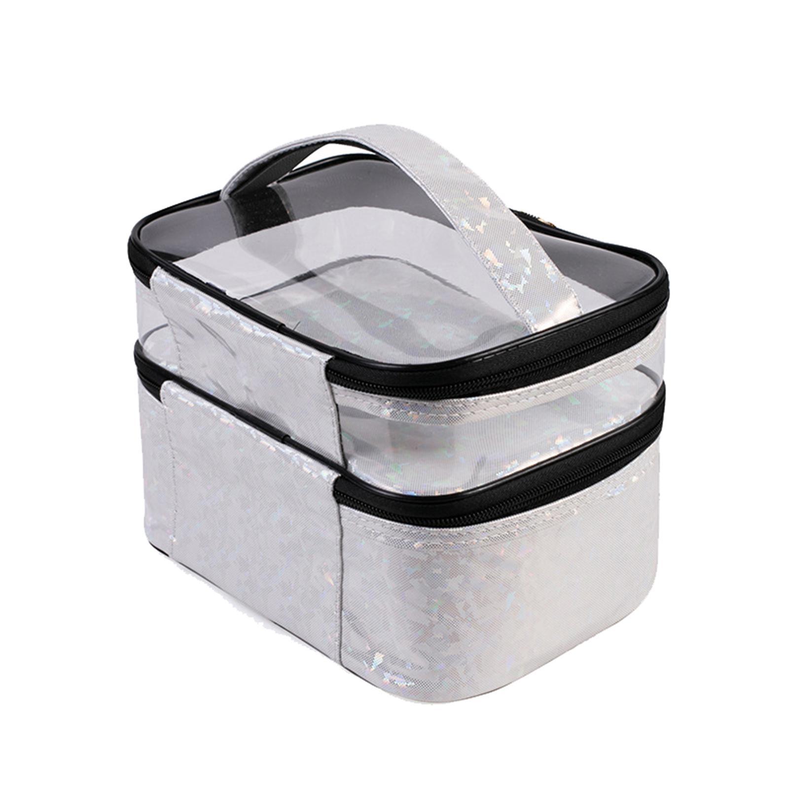 Double Layer Cosmetic Bag Makeup Bag Toiletry Bag Transparent Makeup Brush Bags Quality Zipper
