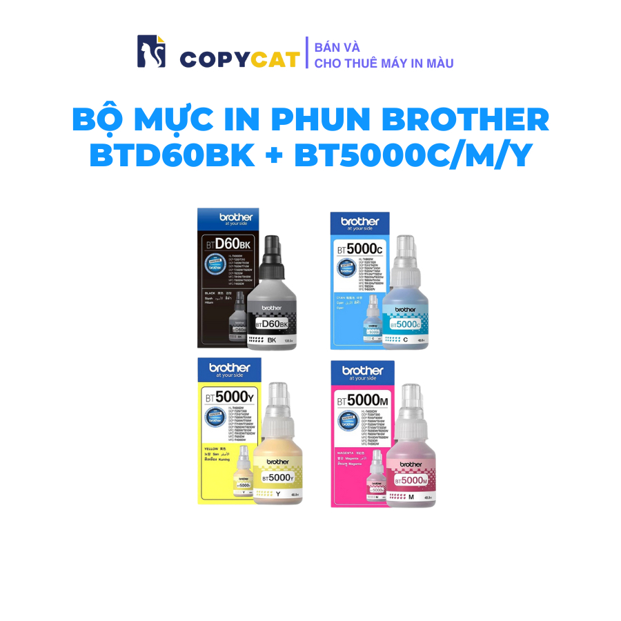Bộ Mực In Phun Brother BTD60BK + BT5000C/M/Y - Hàng Chính Hãng