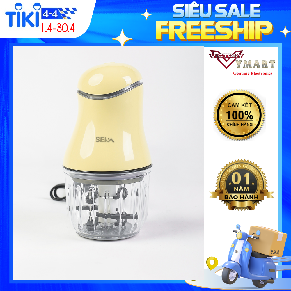 Máy xay đa năng cầm tay 6 lưỡi SEKA SK 1396 xay thịt, rau củ, xay tỏi ớt, Máy xay đồ ăn dặm cho bé cối thủy tinh - Hàng chính hãng