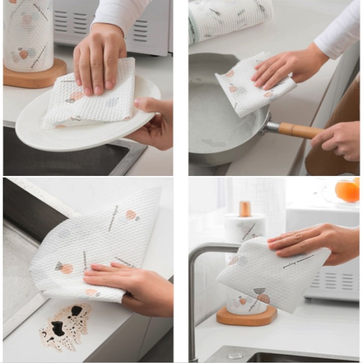 Giấy Lau Bếp Đa Năng, Cuộn Giấy Lau Đa Năng Có Thế Giặt Được Siêu Dai Tái Sử Dụng An Toàn Không Độc Hại