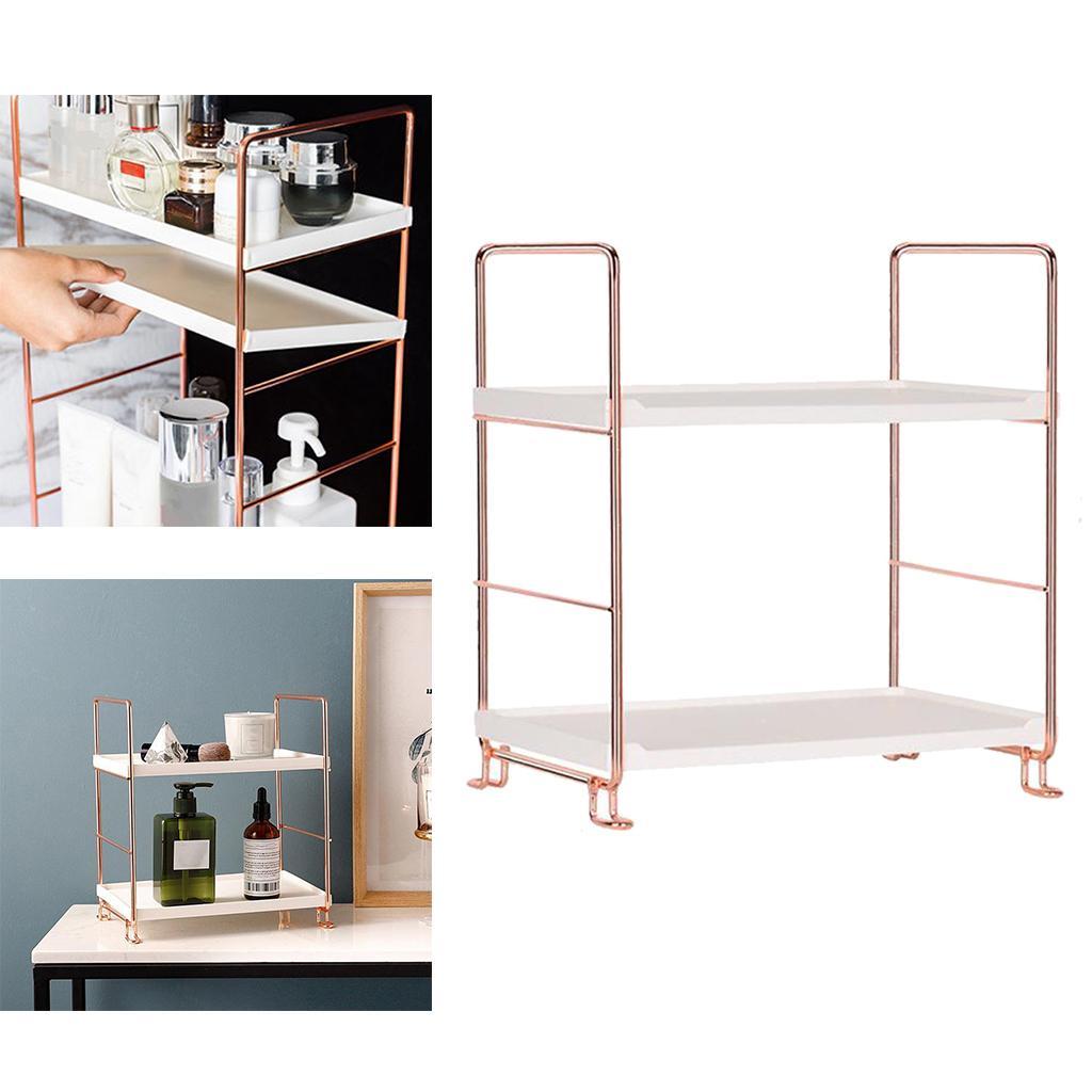 2 Tier Kitchen Spice Shelf Rack Storage Organizer Seasoning Bottle Stand Golden