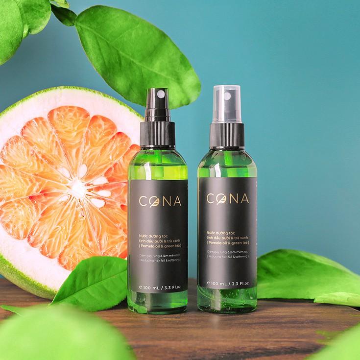 Bộ 2 chai nước dưỡng tóc kích mọc tóc tinh dầu bưởi và trà xanh cona 2x100ml giúp tóc mọc nhanh giảm gãy rụng