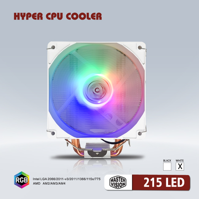 Quạt tản nhiệt VSP Fan Hyper LED 215 (Tản 4U, kích thước 12cm, màu Đen và Trắng) - Hàng chính hãng