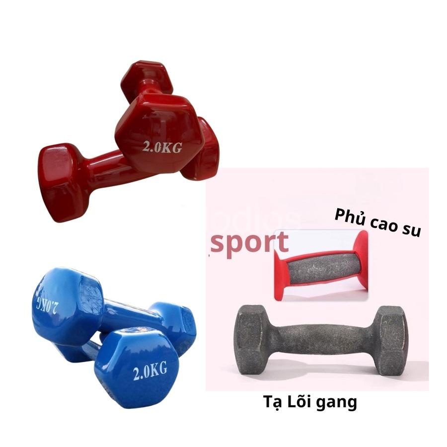 Tạ nhựa cao su cao cấp 1kg, 2kg, 3kg, 0.5kg tạ tay tập gym yoga cho nam nữ - Chính hãng dododios