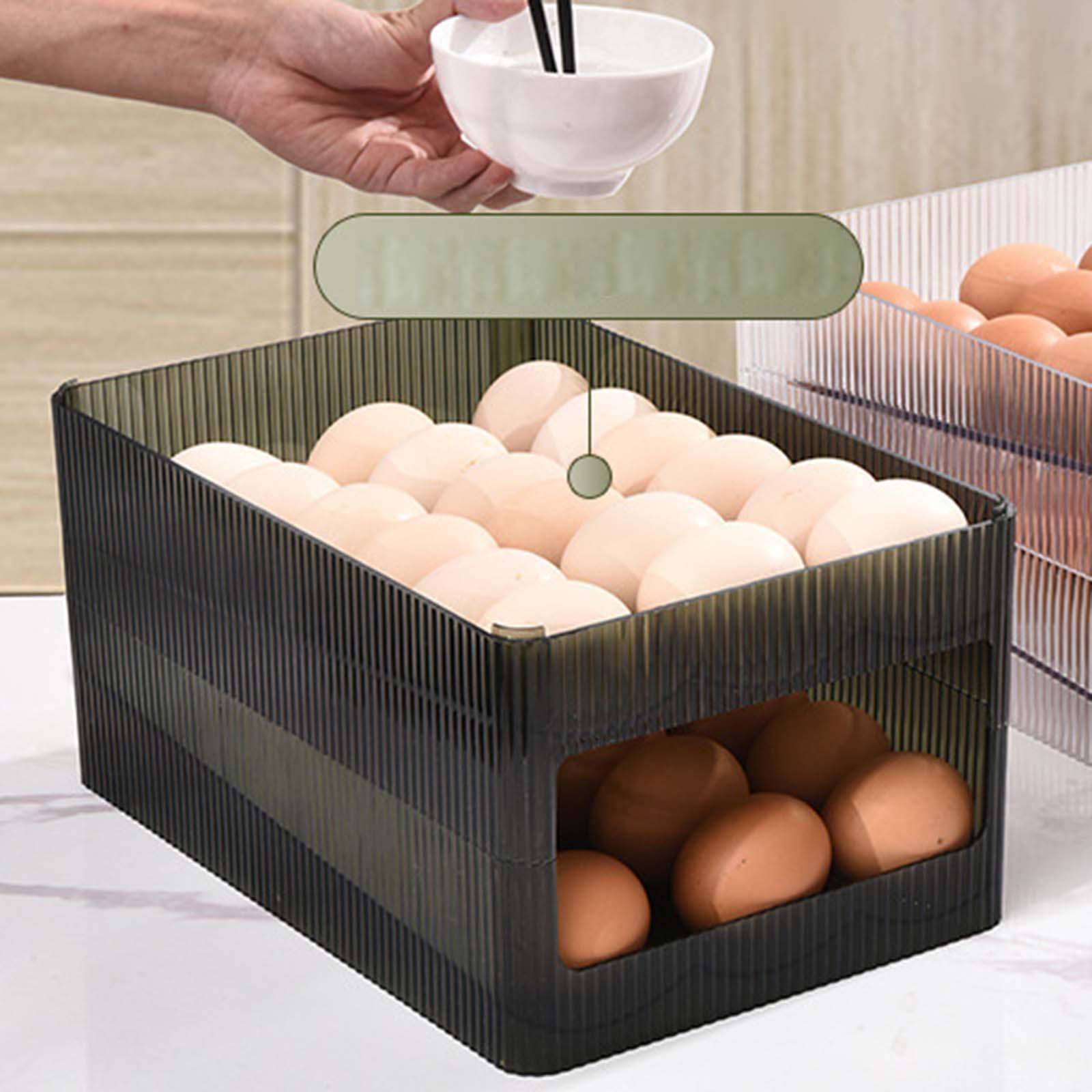 Automatic rolling eggs Holder Storage Box Reusable with Lid Egg Storage Drawer Egg Storage Organizer Bin for Refrigerator