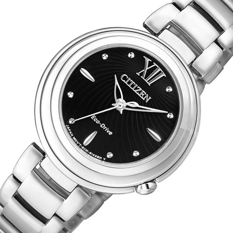 Đồng Hồ Nữ Citizen Dây Thép Không Gỉ EM0331-52E - Mặt Đen (Sapphire)