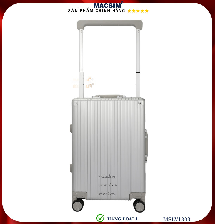 Vali hợp kim nhôm cao cấp Macsim MSLV1803 cỡ 20 inches, 24 inches màu đen, bạc hàng loại 1