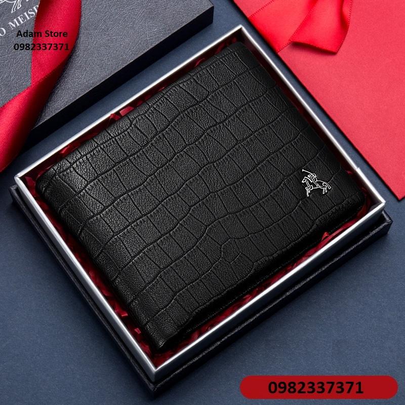 Ví Da Bò Nam Bóp Da Nam Cao Cấp Hàng Hiệu POLO MEISDO Full Hộp Phù Hợp Làm Quà Biếu Tặng Sinh Nhật