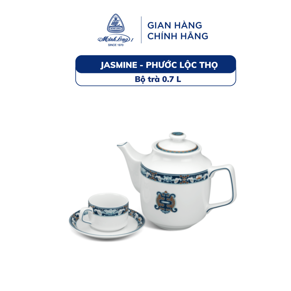 Bộ trà cao cấp Minh Long 0.7 L - Jasmine - Phước Lộc Thọ