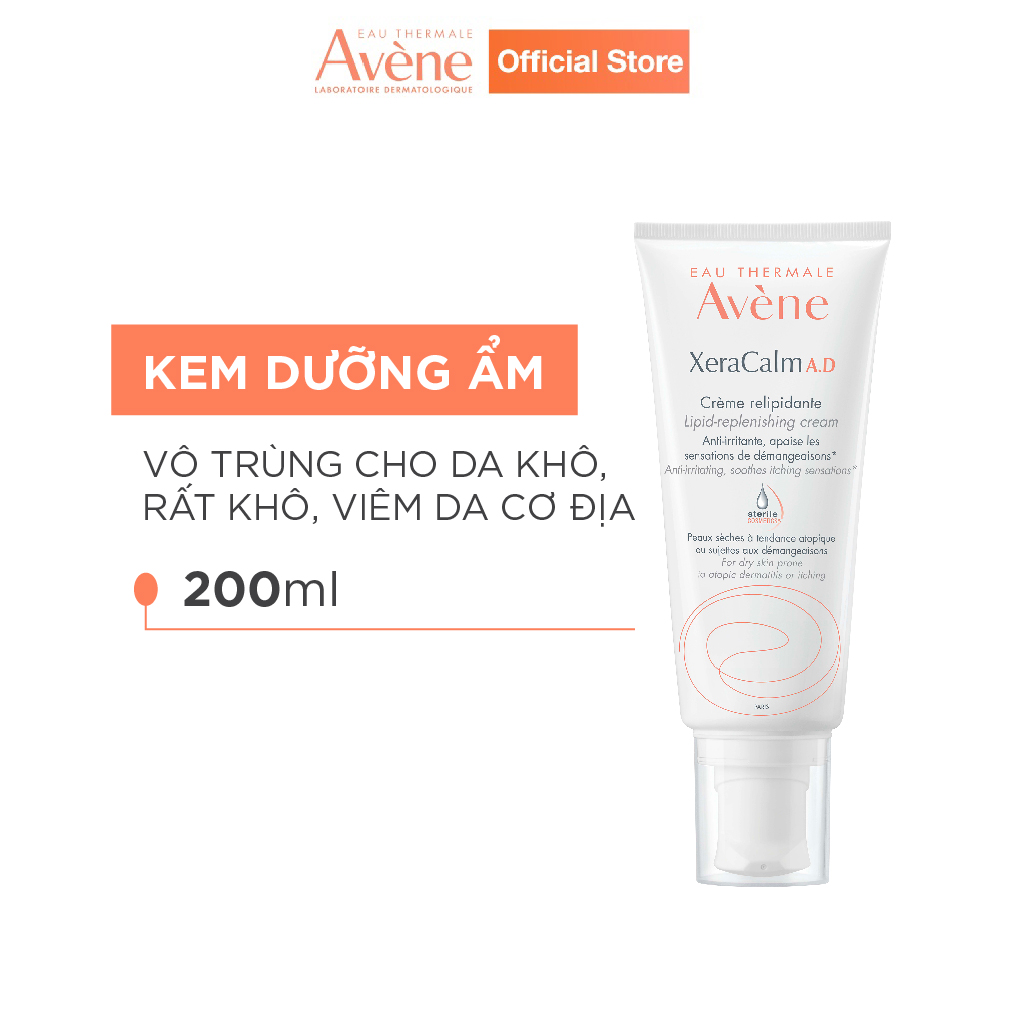 Kem dưỡng ẩm vô trùng cho da khô, rất khô, viêm da cơ địa AVÈNE XERACALM A.D CREAM 200ml