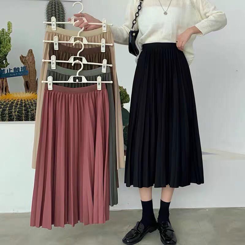 Chân váy xếp ly dáng dài
