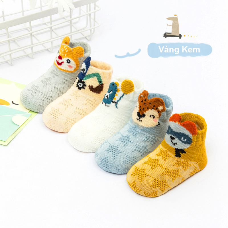 Tất cho bé gái và bé trai 0-3 tuổi thoáng khí Baby-S, Set 5 tất lưới cho bé hình thú ngộ nghĩnh nhiều màu sắc xinh xắn – ST022