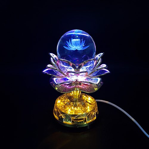 Đèn hoa sen pha lê 7 màu - đèn thờ -  có nhạc kinh phật - có thể đổi màu - dùng điện trực tiếp