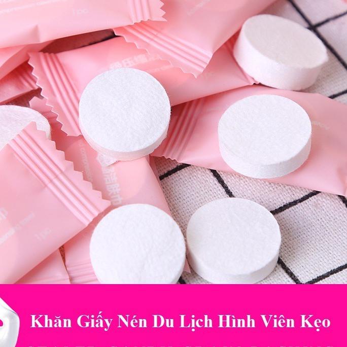 Túi 100 Khăn Giấy Nén Dạng Viên Kẹo Bỏ Túi Du Lịch 88005