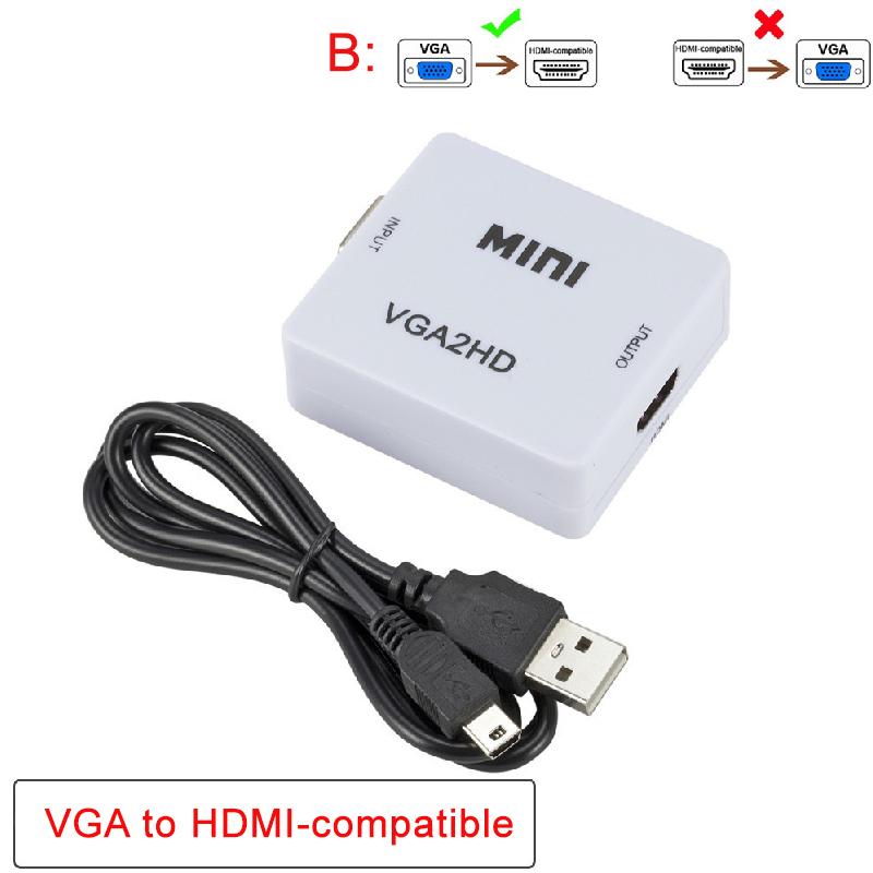 HDMI tương thích với bộ chuyển đổi bộ chuyển đổi VGA cho máy tính xách tay Xbox360 DVD PS3 PC HD 1080p Video Audio Box Converter cho máy chiếu hộp TV